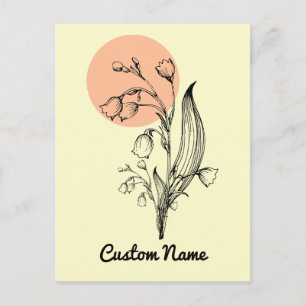 Cartão Postal Lily of the Valley May Birth Month Flower Minimal
