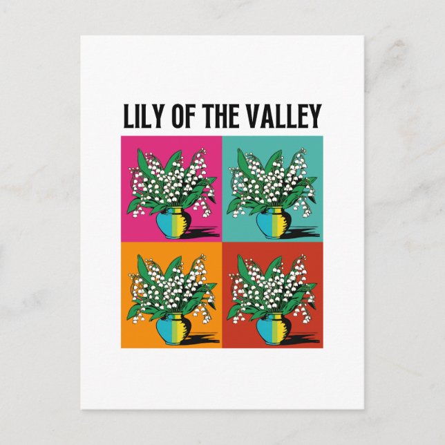 Cartão Postal Lily of the Valley May Birth Month Flower Pop Art (Frente)
