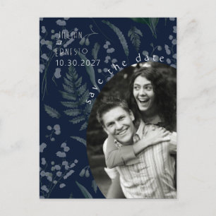 Cartão Postal Lily of Valley com Ferns   Azul profundo