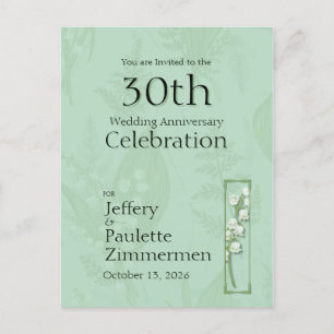 Cartão Postal Lily of Valley com Ferns   Personalizar Verde Sage