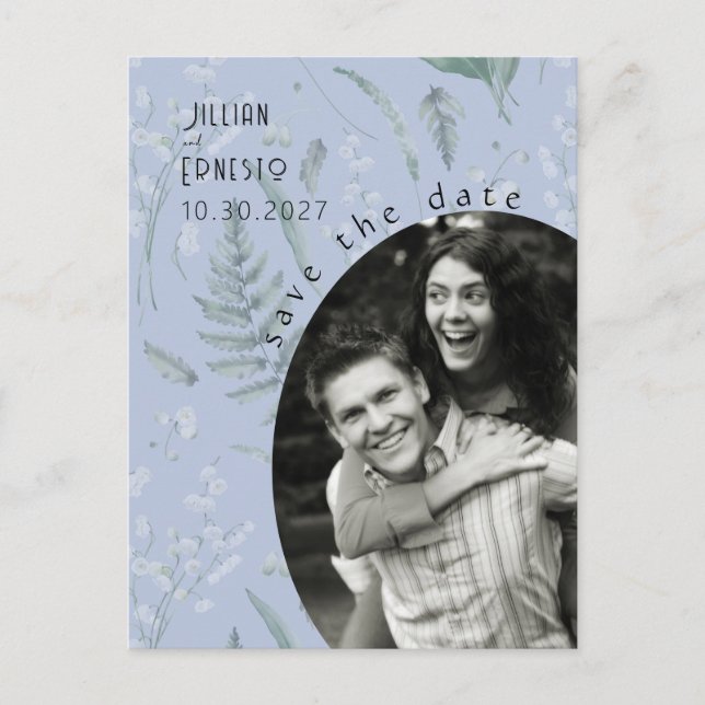 Cartão Postal Lily of Valley | Periwinkle Blue - Salvar a data (Frente)