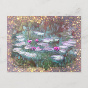 Cartão Postal ** Lily Pads Lilly Pads Pond Glitter do AR23