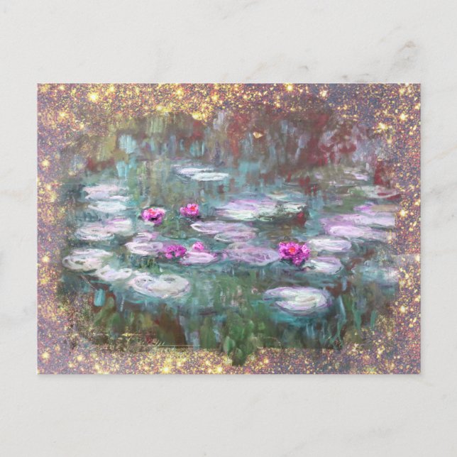 Cartão Postal ** Lily Pads Lilly Pads Pond Glitter do AR23 (Frente)