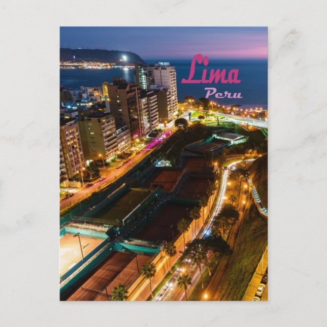 Cartão Postal Lima, Peru, capital do Pacífico, noite de luz na c (Frente)