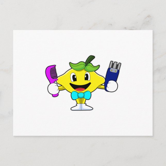 Cartão Postal Limão como cabeleireiro com Comb & Razor (Frente)