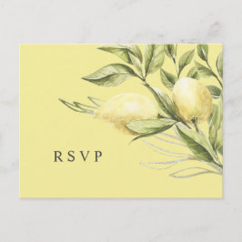 Cartão Postal Limão e folhas: RSVP de Casamento Amarelo