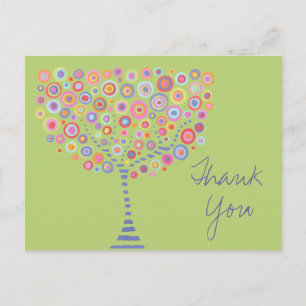 Cartão Postal Limão Retro Circular Tree Obrigado Baptism Cartão-