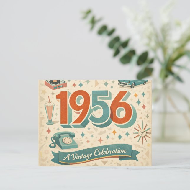 Cartão Postal Limited Edition 1956 Birthday Card | 50s Retro (Em pé/Frente)