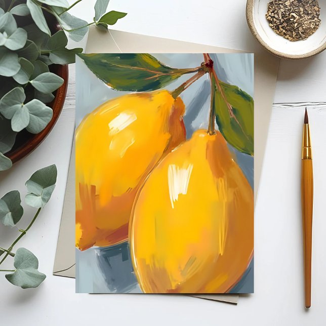 Cartão Postal Limões Amarelos Citrus Watercolor (Criador carregado)