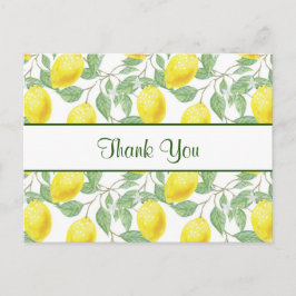 Cartão Postal Limões Amarelos com Padrão de Folhas Verdes Obriga