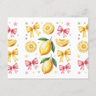Cartão Postal Limões Elegantes e Fitas Vibrações de Verão