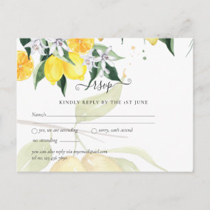 Cartão Postal Limões frescos no Casamento Vine RSVP