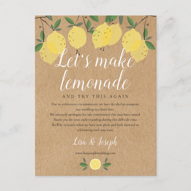 Cartão Postal Limões Rústicos Mudam a Data Adiada Foto (Frente)