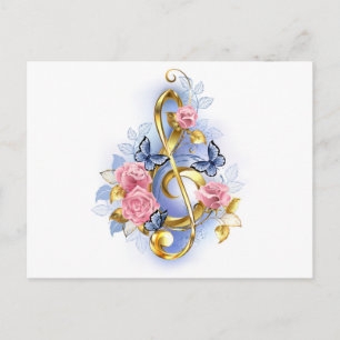 Cartão Postal Limpa de árvore com rosas cor-de-rosa