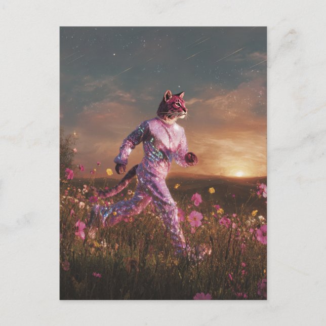 Cartão Postal Lince em um Terno Rosa  (Frente)