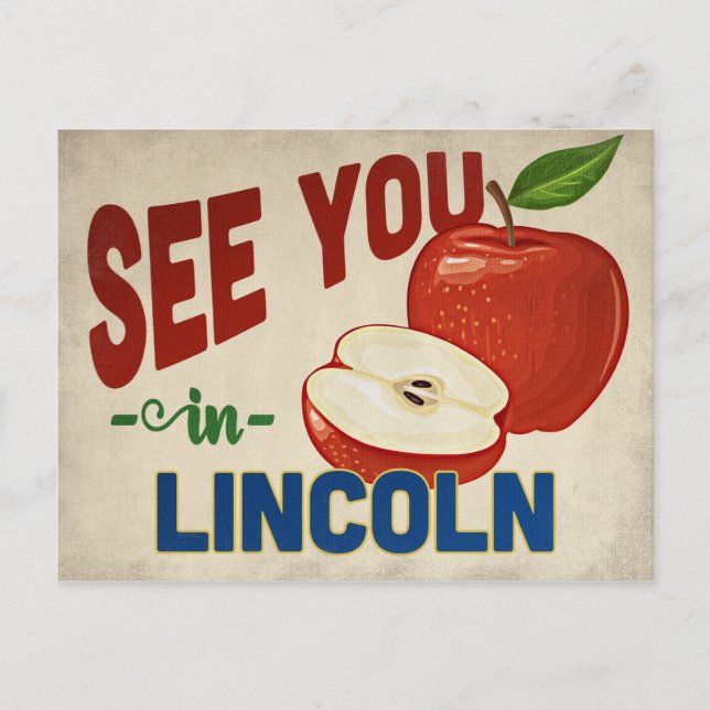 Cartão Postal Lincoln Nebraska Apple - Viagens vintage (Frente)