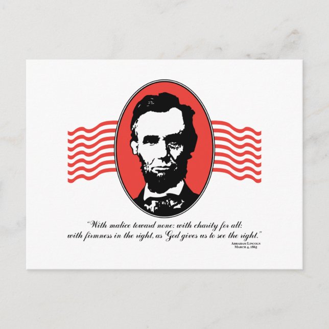 Cartão Postal Lincoln Segunda Citação de Endereços Inaugural (Frente)