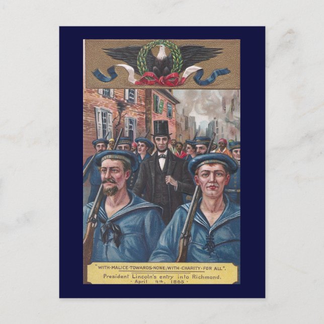 Cartão Postal Lincoln visitando Richmond VA em 1865 (Frente)