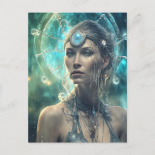 Cartão Postal Linda Alienígena Espacial Mulher Scifi