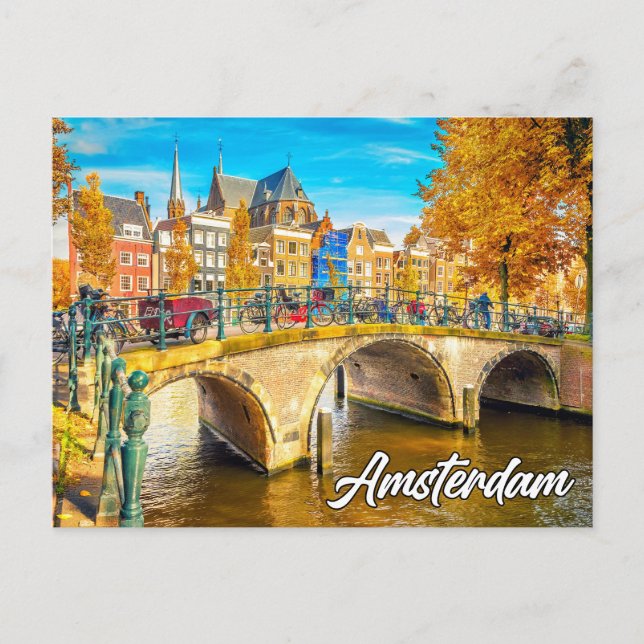 Cartão Postal Linda Amsterdã, Países Baixos (Frente)