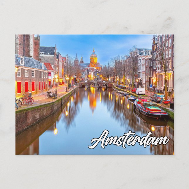 Cartão Postal Linda Amsterdã, Países Baixos (Frente)