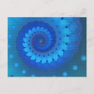 Cartão Postal Linda Arte Fractal Espiral Azul