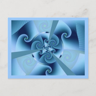 Cartão Postal Linda Arte Fractal Espiral Azul