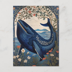 Cartão Postal Linda Baleia Azul William Morris Inspirou
