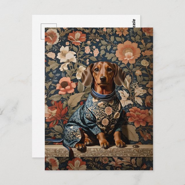 Cartão Postal Linda Brown Dachshund | Retrato Dachshund (Frente/Verso)