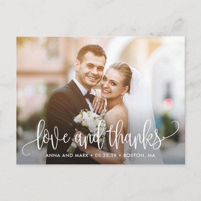 Cartão Postal Linda Caligrafia EDITABLE COLOR Obrigado (Frente)