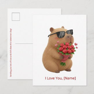 Cartão Postal Linda Capivara Rosa Fofa Eu Te Amo Nome Personaliz