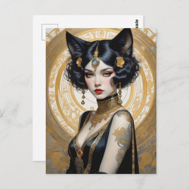 Cartão Postal Linda catgirl, Posto (Frente/Verso)