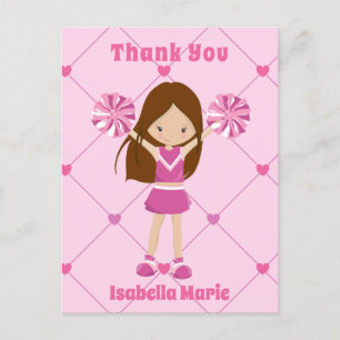 Cartão Postal Linda Cheerleader Rosa Agradecimento Personalizado