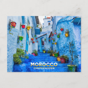 Cartão Postal Linda cidade azul marroquina do Norte de Medina