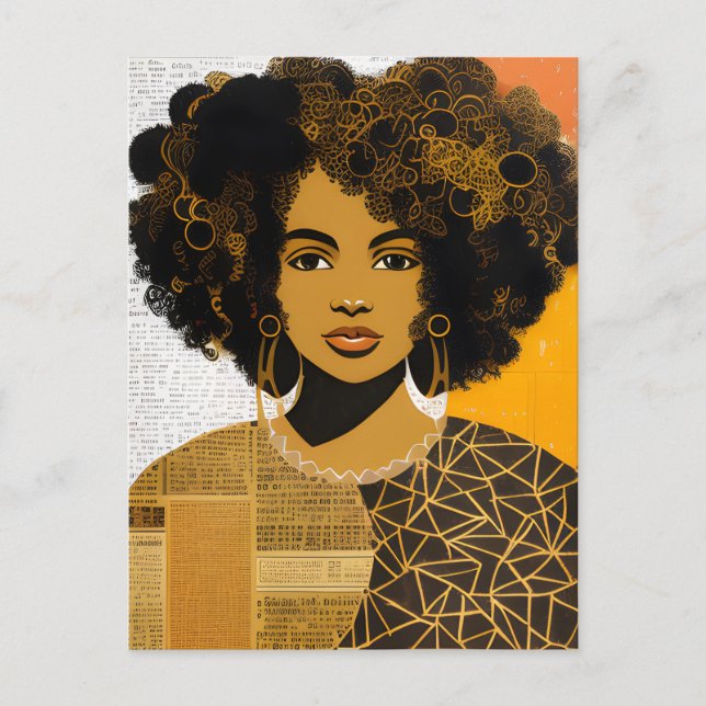 Cartão Postal Linda Colagem de Mulheres Afro-Americanas de Cabel (Frente)