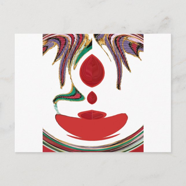 Cartão Postal Linda cor vermelha, branca, roxa e verde (Frente)