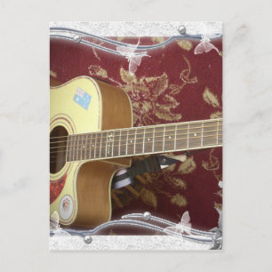 Cartão Postal Linda e adorável guitarra vítrea no Motif Africano