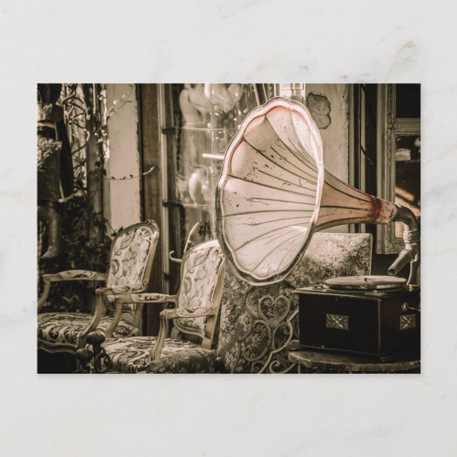 Cartão Postal Linda e antiga Phonógrafo (Frente)