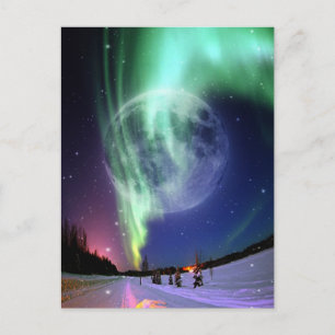 Cartão Postal Linda e brilhante lua azul-cheio grande