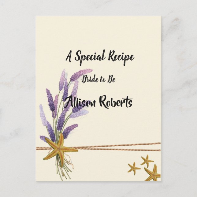 Cartão Postal linda e simples estrela-do-mar Chá de Noiva (Frente)