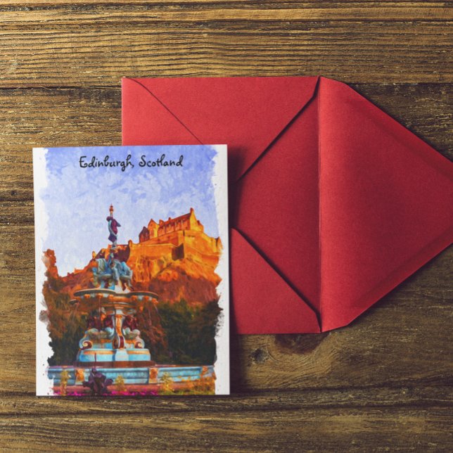 Cartão Postal Linda Edimburgo Scotland Castle Watercolor (Beautiful Edinburgh Scotland Castle Watercolor Postcard)