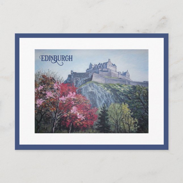 Cartão Postal Linda Edinburgh Castle bonnie Scotland art (Frente)