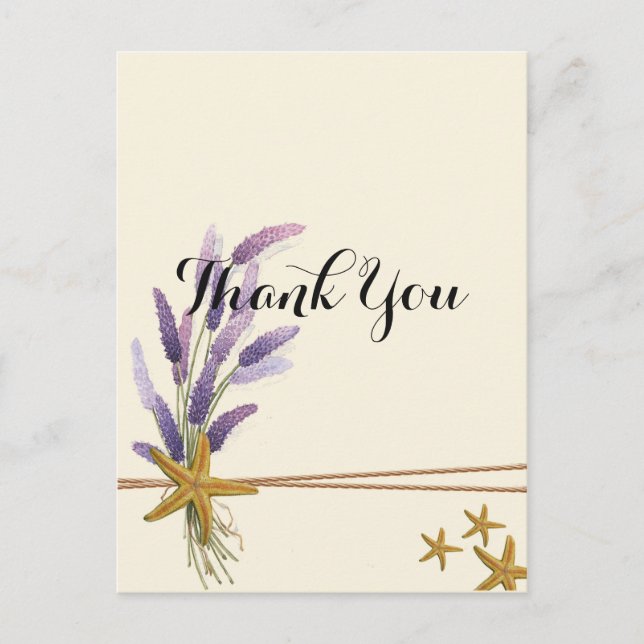 Cartão Postal linda Estrela-do-mar simples Obrigado (Frente)