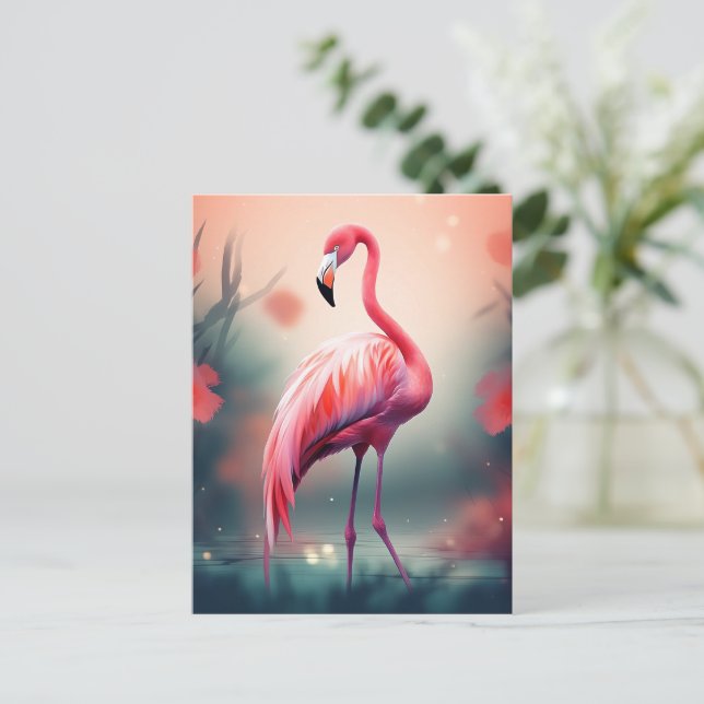Cartão Postal Linda Flamingo AI gerada (Em pé/Frente)