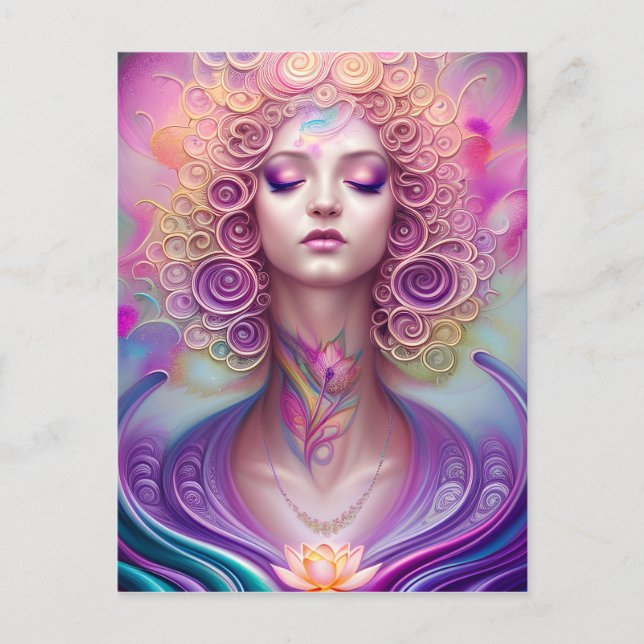 Cartão Postal Linda Flor Fractal Lotus (Frente)