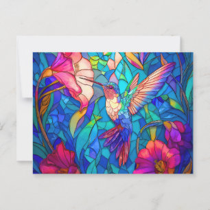 Cartão Postal Linda Flor Jardim de Vidro Pintado Beija-Flor