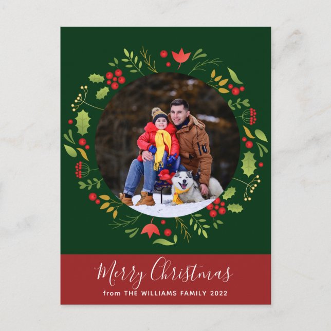 Cartão Postal Linda Foto Botânica Feliz de Natal (Frente)