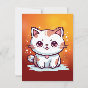 Cartão Postal Linda Gato Estilo Kawaii Clipart-47758