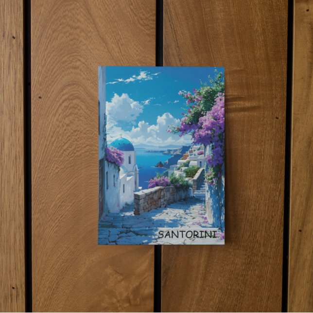 Cartão Postal Linda Grécia do Oceano Santorini (santorini greece coastal view travel postcard)