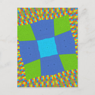 Cartão Postal Linda Incrível Verde Azul Ciano Arte Impressa Desi